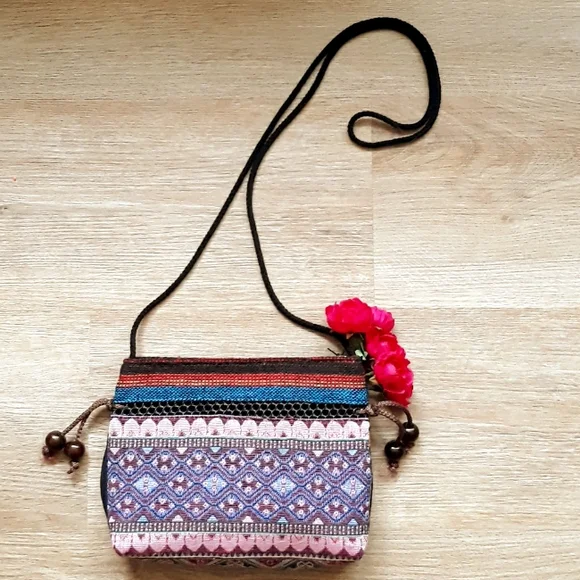 Handmade Hmong Colorful Textile Embroidered Crossbody Bag - Picture 4 of 11